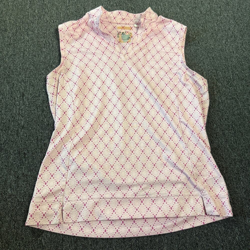 Vintage Y2k Adidas Pink Checkered Golf Sleeveless Tank Top Women's Small